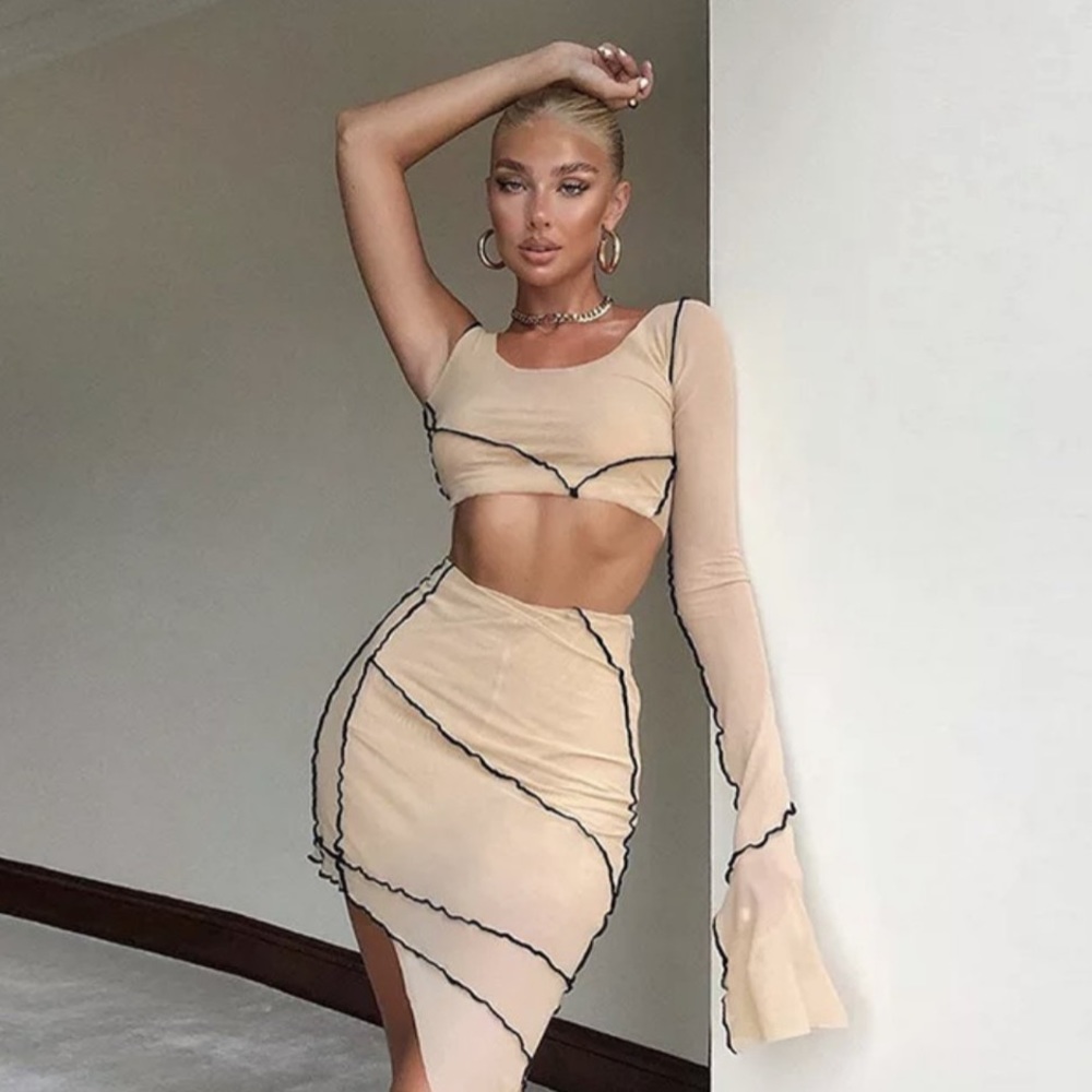 Mesh Top and Skirt Set